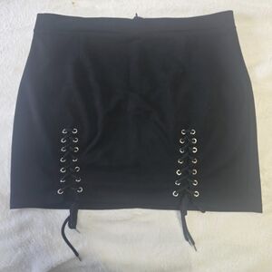 Black Lace-Up Mini Skirt - Women